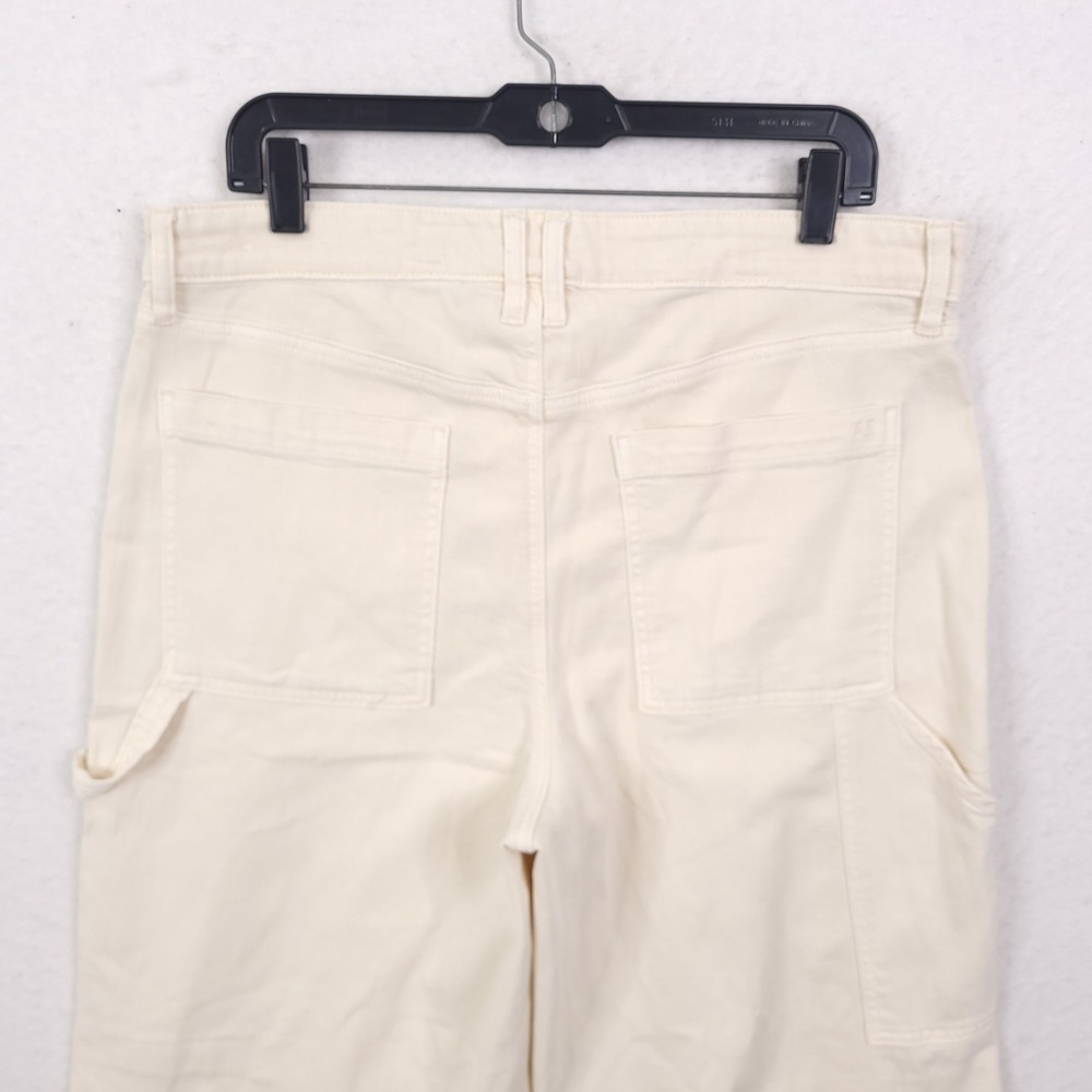 American Eagle Carpenter Pants Womens 14 Cream Stretch Wide Leg Utility Y2k - Picture 14 of 16